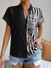 Casual Single Breasted Floral V-Neck Short Sleeve Bohemian Printed Shirt Mssza