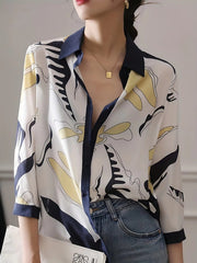 Casual Single Breasted Half Sleeve Printing Blouse Shirt Mssza