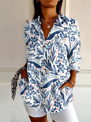 Vintage Single Breasted Leopard Print Shoulder Sleeve Shirt Mssza