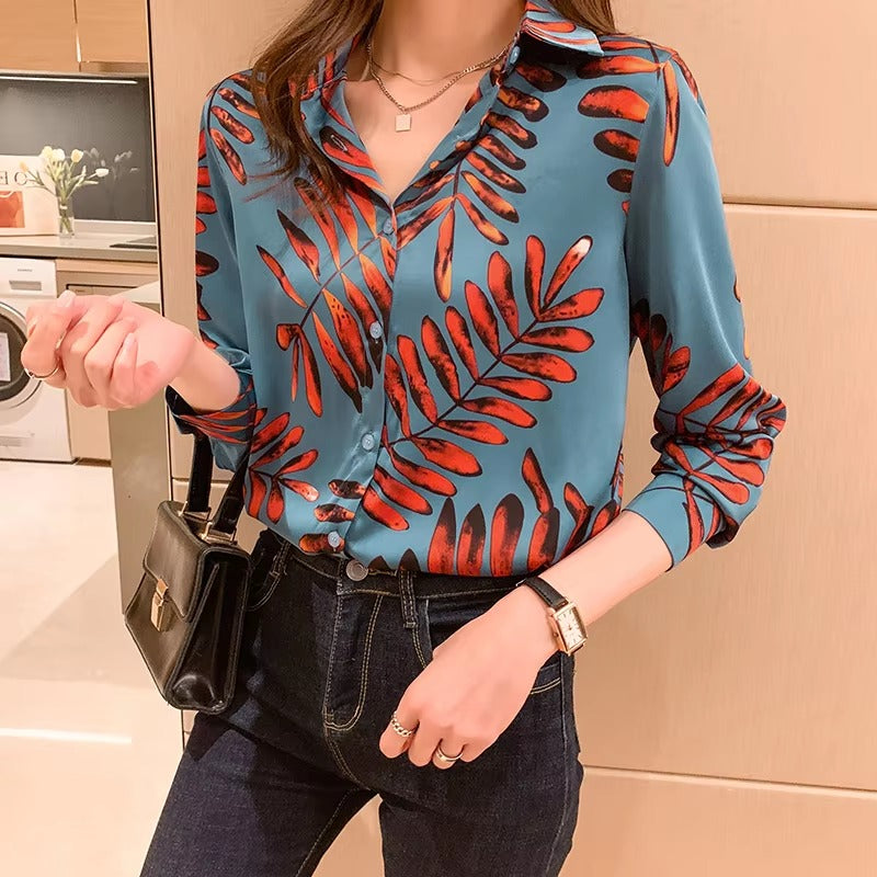 Casual Single Breasted Long Sleeve Printing Shirts Mssza