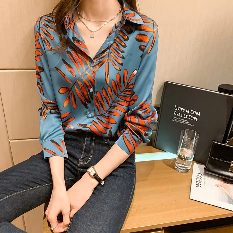 Casual Single Breasted Long Sleeve Printing Shirts Mssza