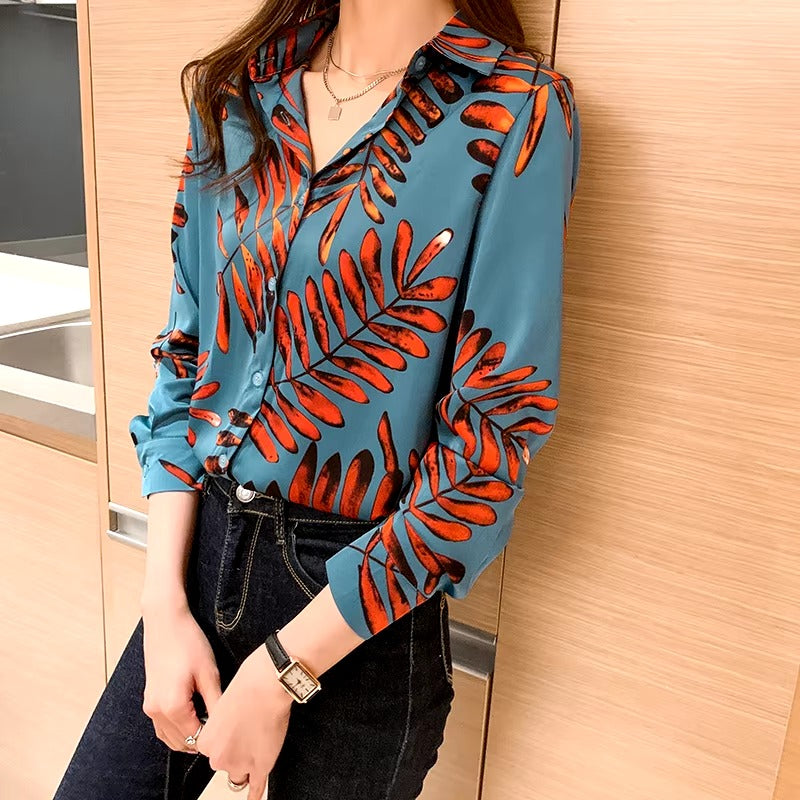 Casual Single Breasted Long Sleeve Printing Shirts Mssza