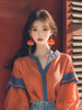Casual Single Breasted Patchwork Long Sleeves Regular Fit Loose Shirts Mssza