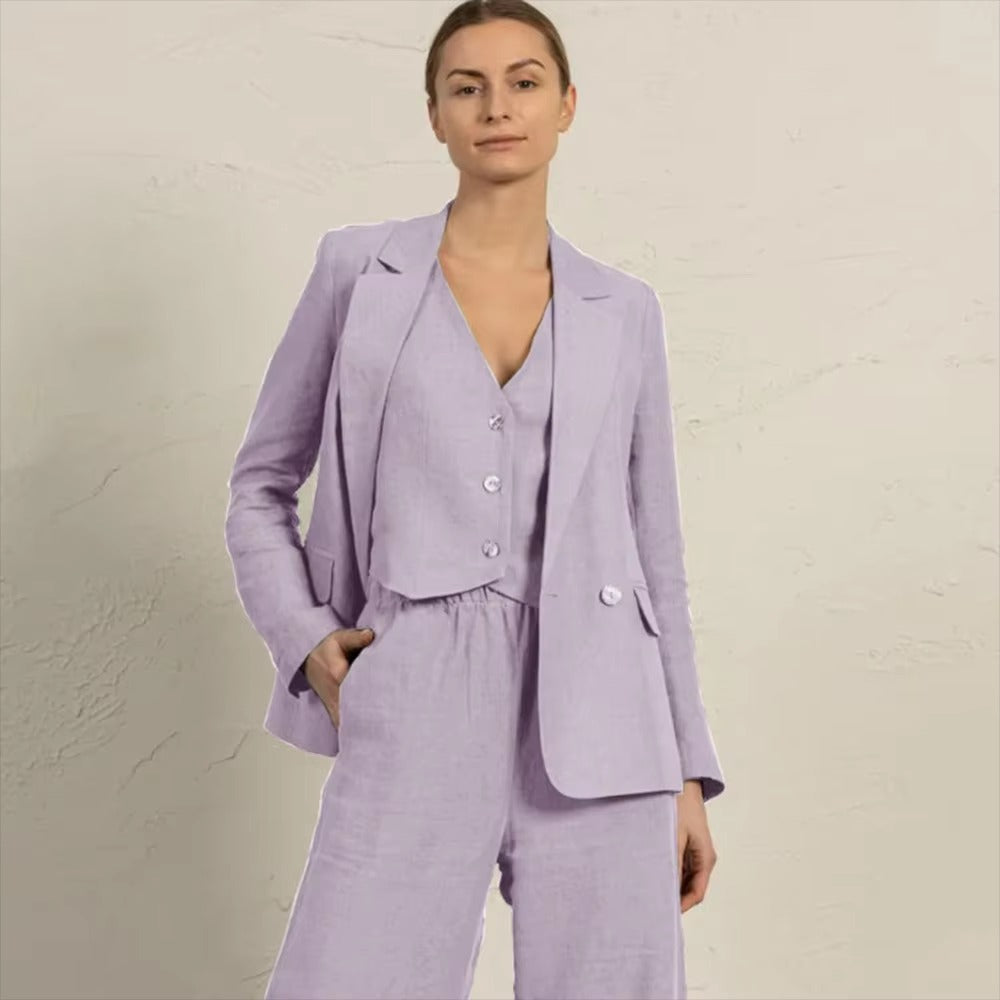 Casual Single Breasted Notched Pockets Peak Lapel Slim Fit Office Daily 3 Piece Suits Mssza