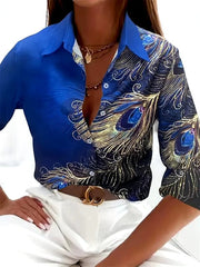 Vintage Single Breasted Texture Long Sleeve Printed Shirt Mssza