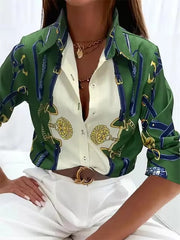Casual Single Breasted Printed Long Sleeve Printed Shirt Mssza