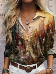 Casual Single Breasted Texture Long Sleeve Printed Shirt Mssza