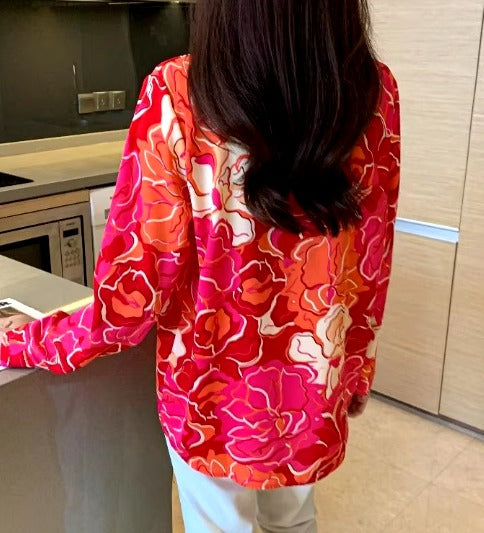 Casual Single Breasted Turn- Down Collar Printing Shirts Mssza