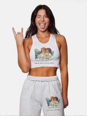 Casual Sleeveless O-Neck Short Tops Mssza