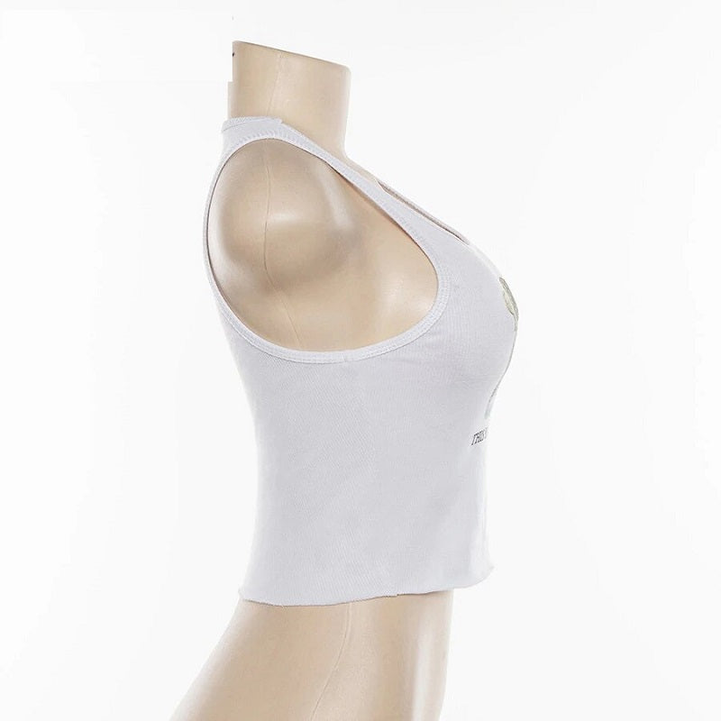 Casual Sleeveless O-Neck Short Tops Mssza