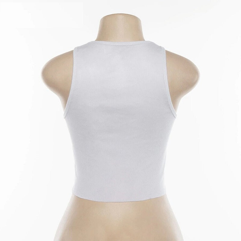 Casual Sleeveless O-Neck Short Tops Mssza