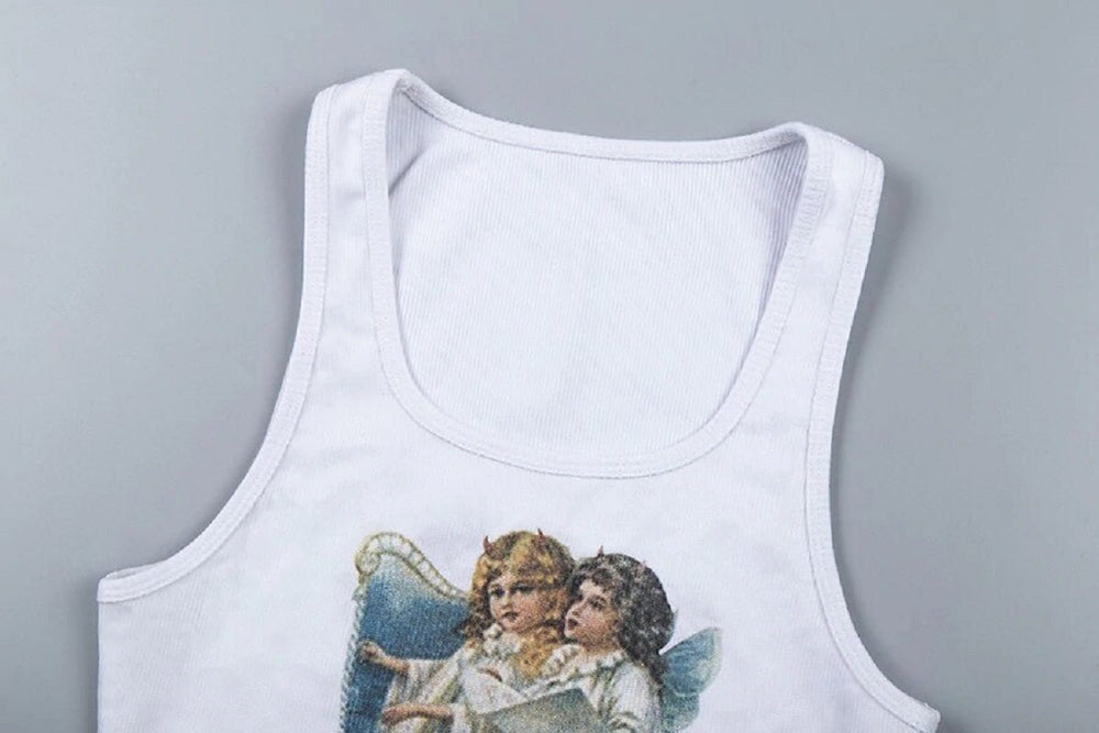 Casual Sleeveless O-Neck Short Tops Mssza