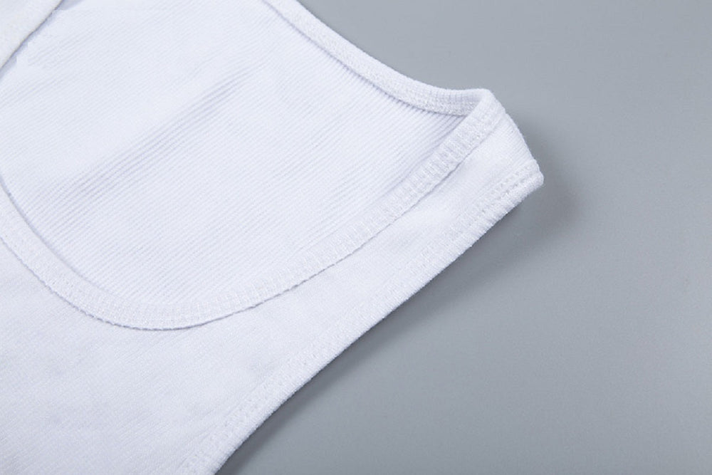 Casual Sleeveless O-Neck Short Tops Mssza