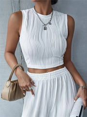 Casual Sleeveless Streetwear Rib Knit High Street Style Tank Top Mssza