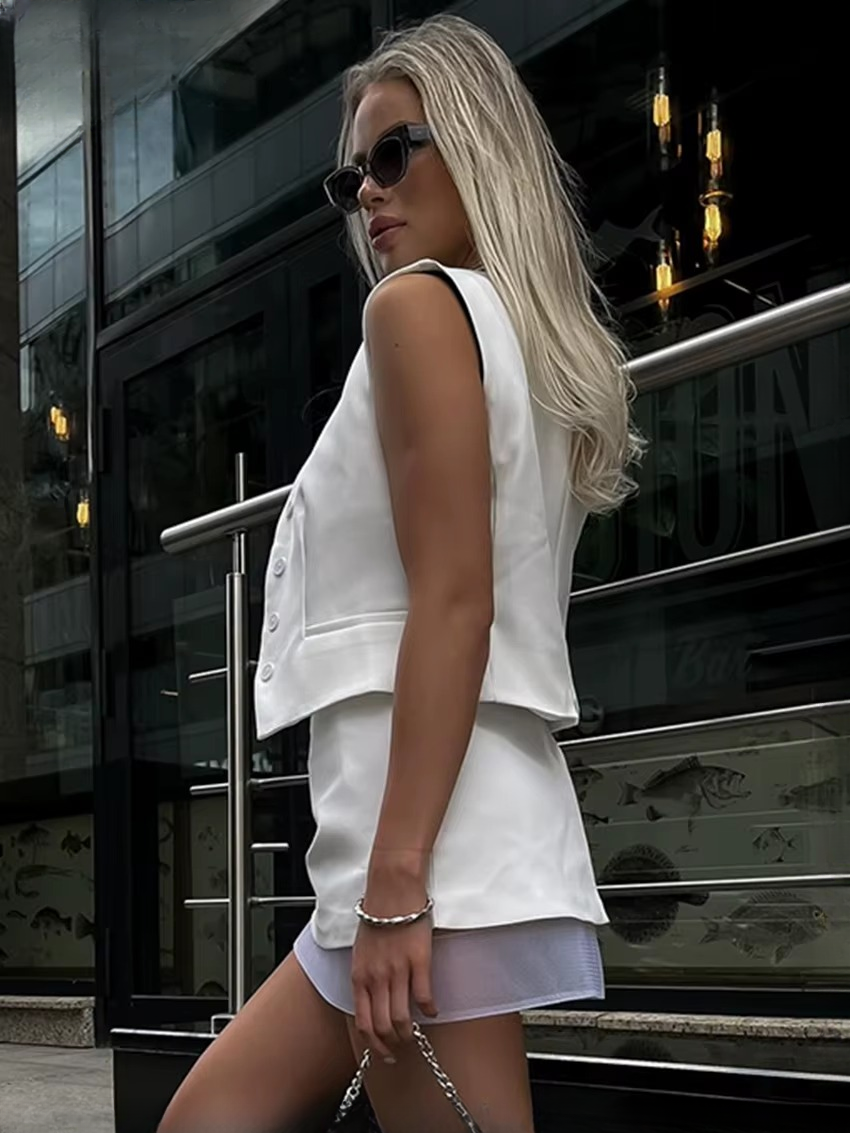 Casual Sleeveless Tank Top With High Waist Mini Skirt Streetwear Two Pieces Set Mssza