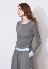 Casual Slicing High Elasticity T-shirt With Wide Leg Pants Two Piece Sets Mssza