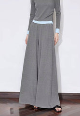 Casual Slicing High Elasticity T-shirt With Wide Leg Pants Two Piece Sets Mssza