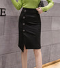 Casual Slim Fit Bodycon Button Office Knee-Length Pencil Skirts Mssza