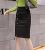 Casual Slim Fit Bodycon Button Office Knee-Length Pencil Skirts Mssza