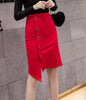 Casual Slim Fit Bodycon Button Office Knee-Length Pencil Skirts Mssza