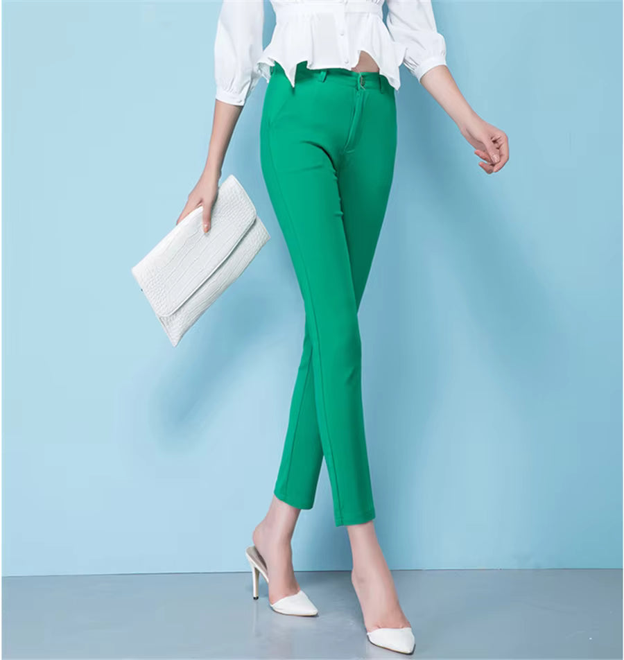 Casual Slim Skinny High Waist Elastic Ankle-length Pencil Pants Mssza