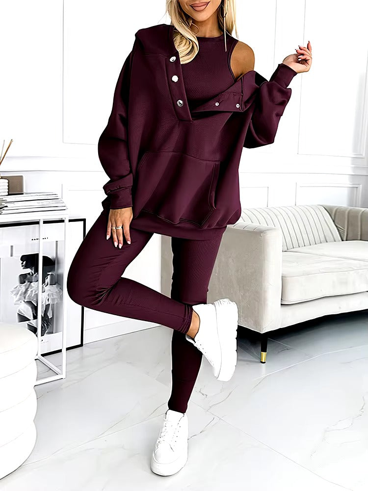 Casual Slim Vest Top And Pants Outfits Three Piece Set Mssza