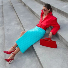 Casual Solid Slit empire Waist Warm Thick Streetwear Long Skirts Mssza