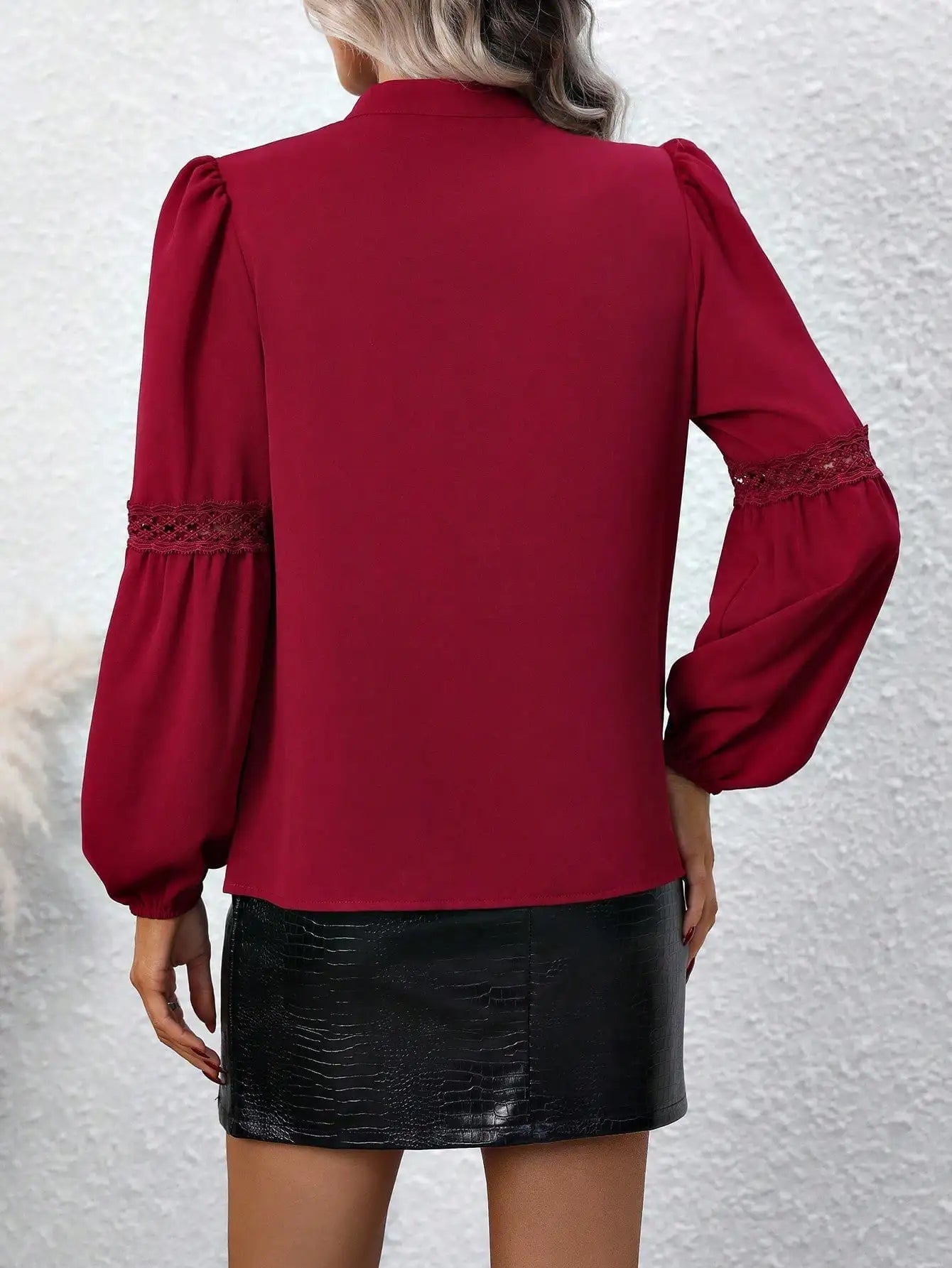 Casual Small Crew-Neck Button Lace Patchwork Long Sleeve Cardigan Mssza