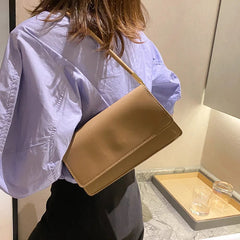 Casual Small Square PU Leather Armpit Solid Color Versatile Shoulder Bag Mssza