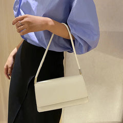 Casual Small Square PU Leather Armpit Solid Color Versatile Shoulder Bag Mssza