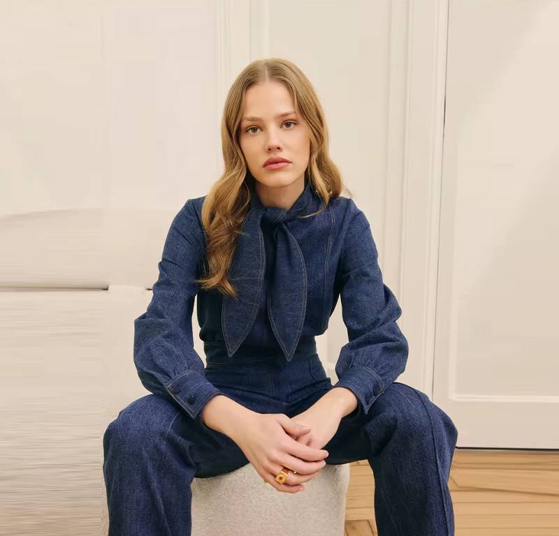 Casual Soft Comfortable Long-Sleeve Denim Jumpsuit Streetwear Mssza