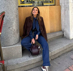 Casual Soft Comfortable Long-Sleeve Denim Jumpsuit Streetwear Mssza
