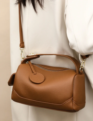 Casual Soft Genuine Leather Large Capacity Pillow Portable Shoulder Crossbody Bag Mssza