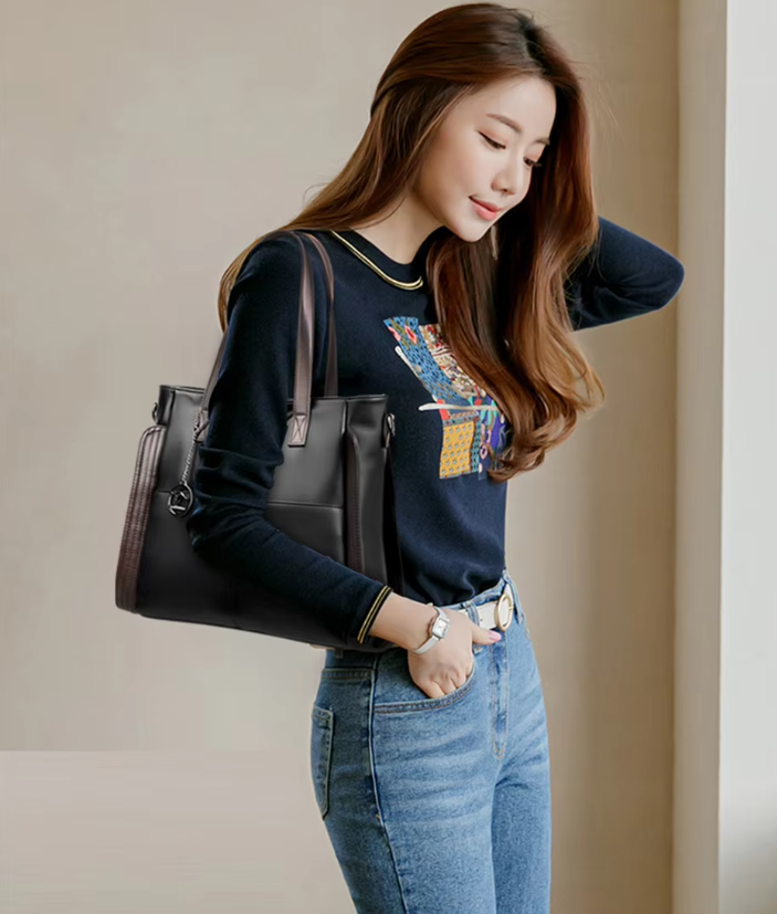 Casual Soft Leather Interior Slot Pocket Large Shopper Crossbody Messenger Bag Mssza