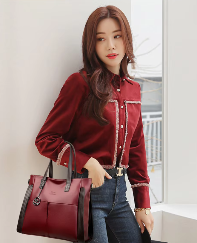 Casual Soft Leather Interior Slot Pocket Large Shopper Crossbody Messenger Bag Mssza