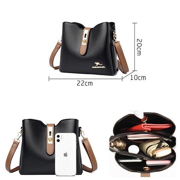 Casual Soft Leather Designer Lock Shoulder Bag Mssza