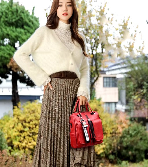 Casual Soft Leather Multifunction Travel Backpacks Mssza