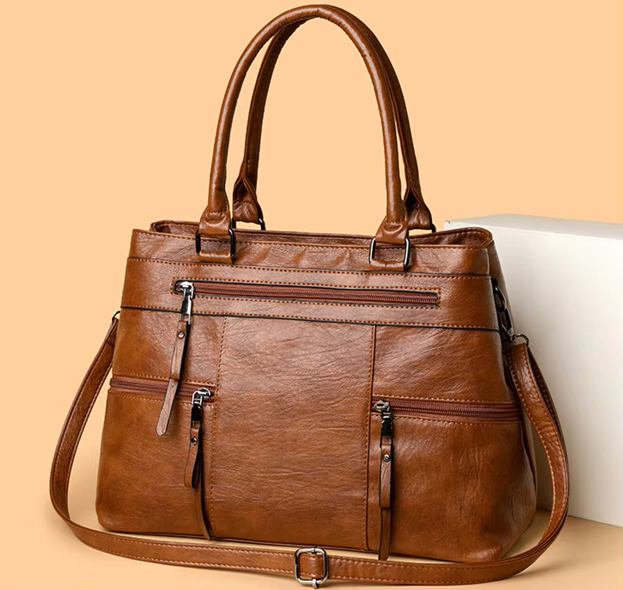 Casual Soft Leather One Shoulder Diagonal Cross Retro Pillow Handbag Mssza
