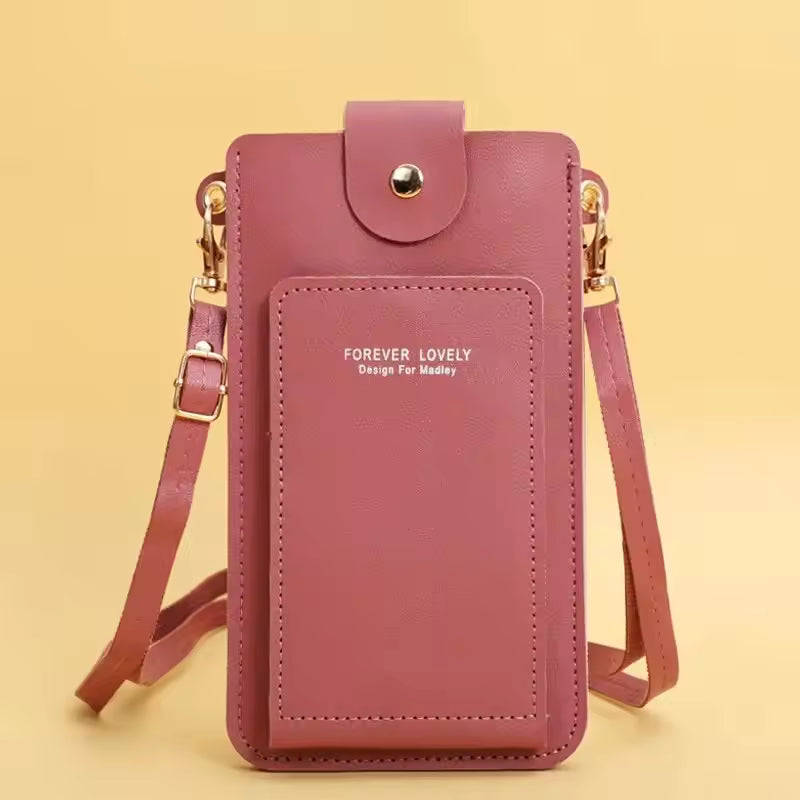Casual Soft Leather Wallets Touch Screen Cell Phone Purse Crossbody Shoulder Strap Handbag Mssza