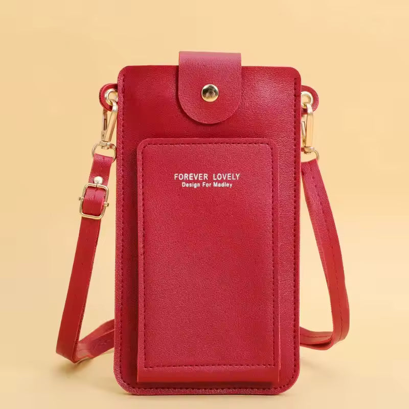Casual Soft Leather Wallets Touch Screen Cell Phone Purse Crossbody Shoulder Strap Handbag Mssza