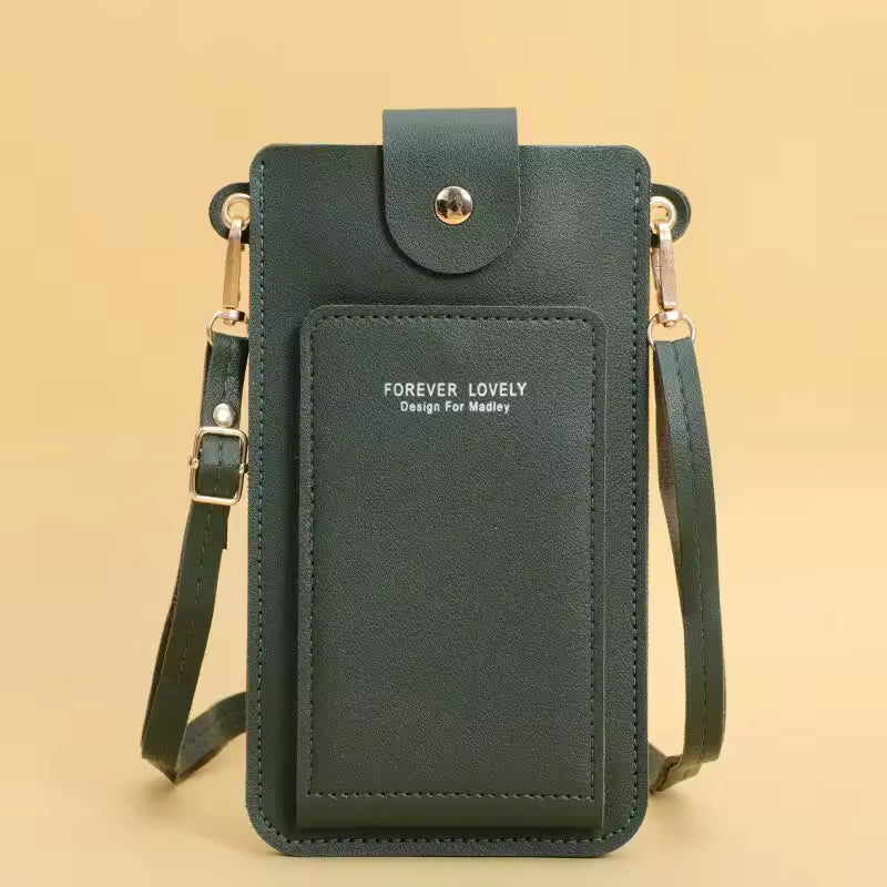 Casual Soft Leather Wallets Touch Screen Cell Phone Purse Crossbody Shoulder Strap Handbag Mssza