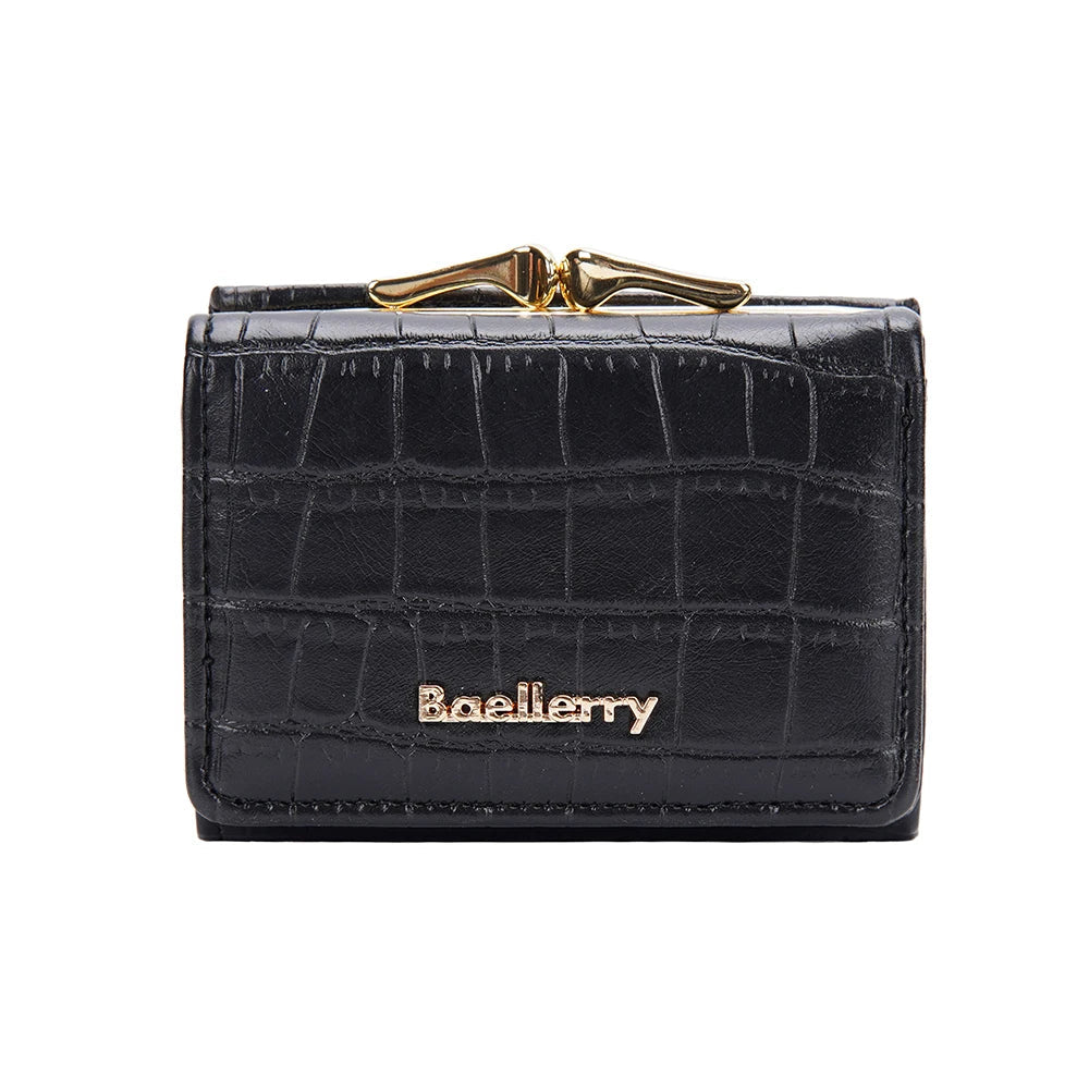 Casual Solid Coin Hasp Card Holder Pocket Crocodile Pattern Purse Photo Holder Wallet Mssza
