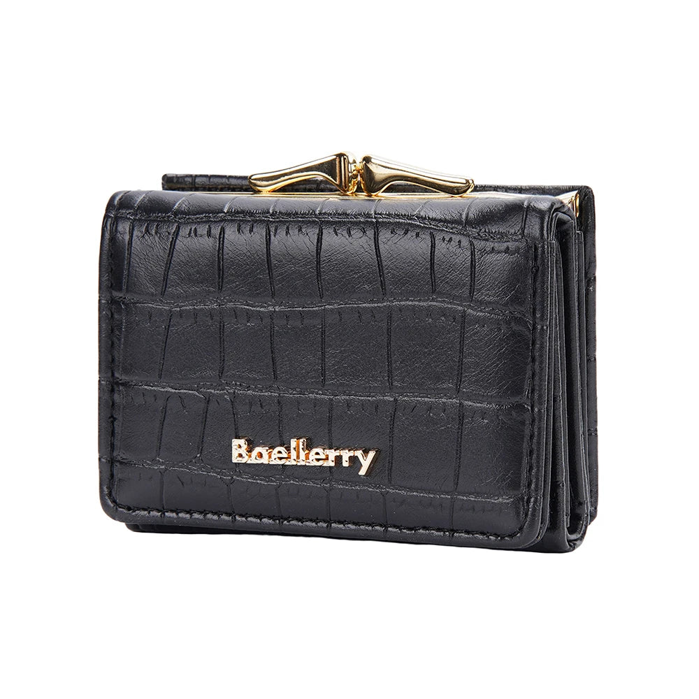 Casual Solid Coin Hasp Card Holder Pocket Crocodile Pattern Purse Photo Holder Wallet Mssza