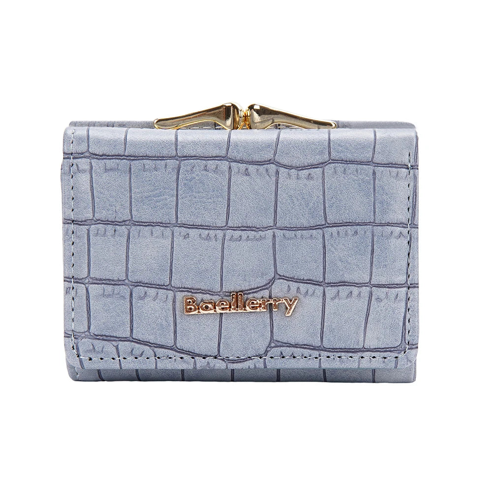 Casual Solid Coin Hasp Card Holder Pocket Crocodile Pattern Purse Photo Holder Wallet Mssza