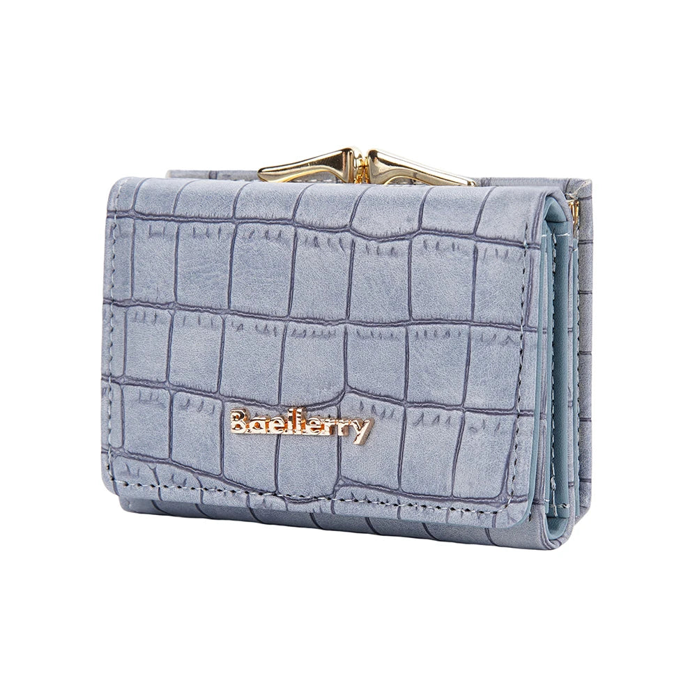 Casual Solid Coin Hasp Card Holder Pocket Crocodile Pattern Purse Photo Holder Wallet Mssza