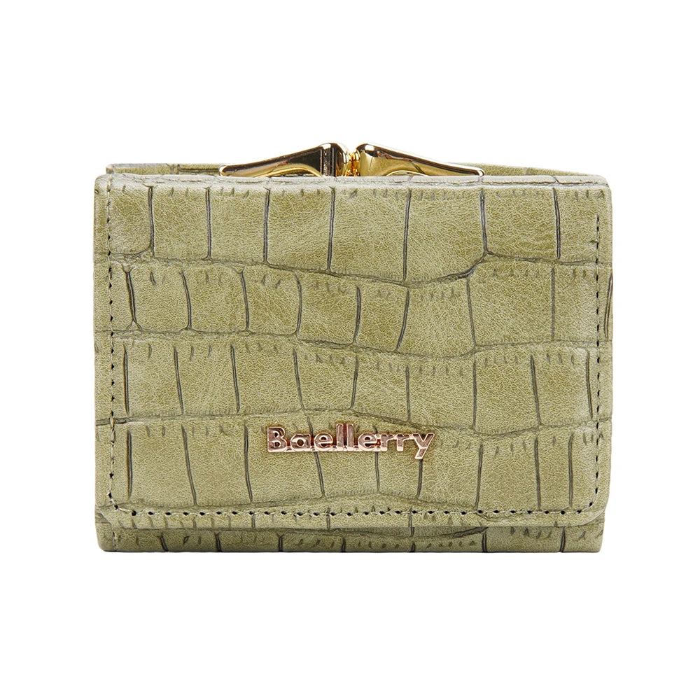 Casual Solid Coin Hasp Card Holder Pocket Crocodile Pattern Purse Photo Holder Wallet Mssza