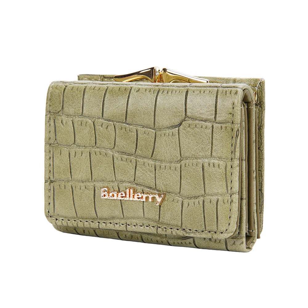 Casual Solid Coin Hasp Card Holder Pocket Crocodile Pattern Purse Photo Holder Wallet Mssza