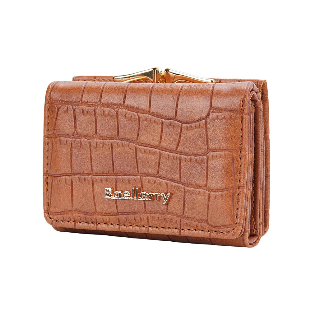 Casual Solid Coin Hasp Card Holder Pocket Crocodile Pattern Purse Photo Holder Wallet Mssza