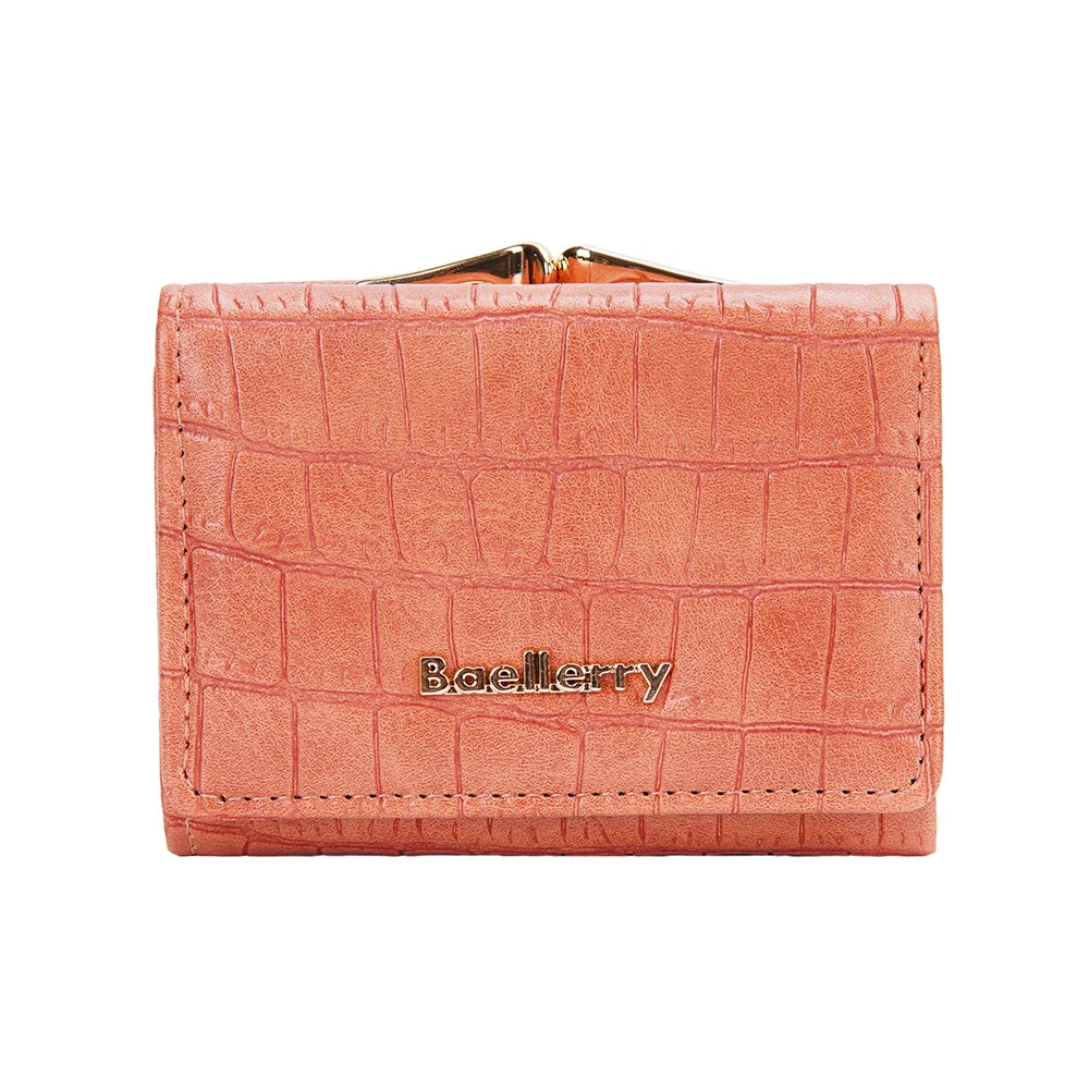 Casual Solid Coin Hasp Card Holder Pocket Crocodile Pattern Purse Photo Holder Wallet Mssza
