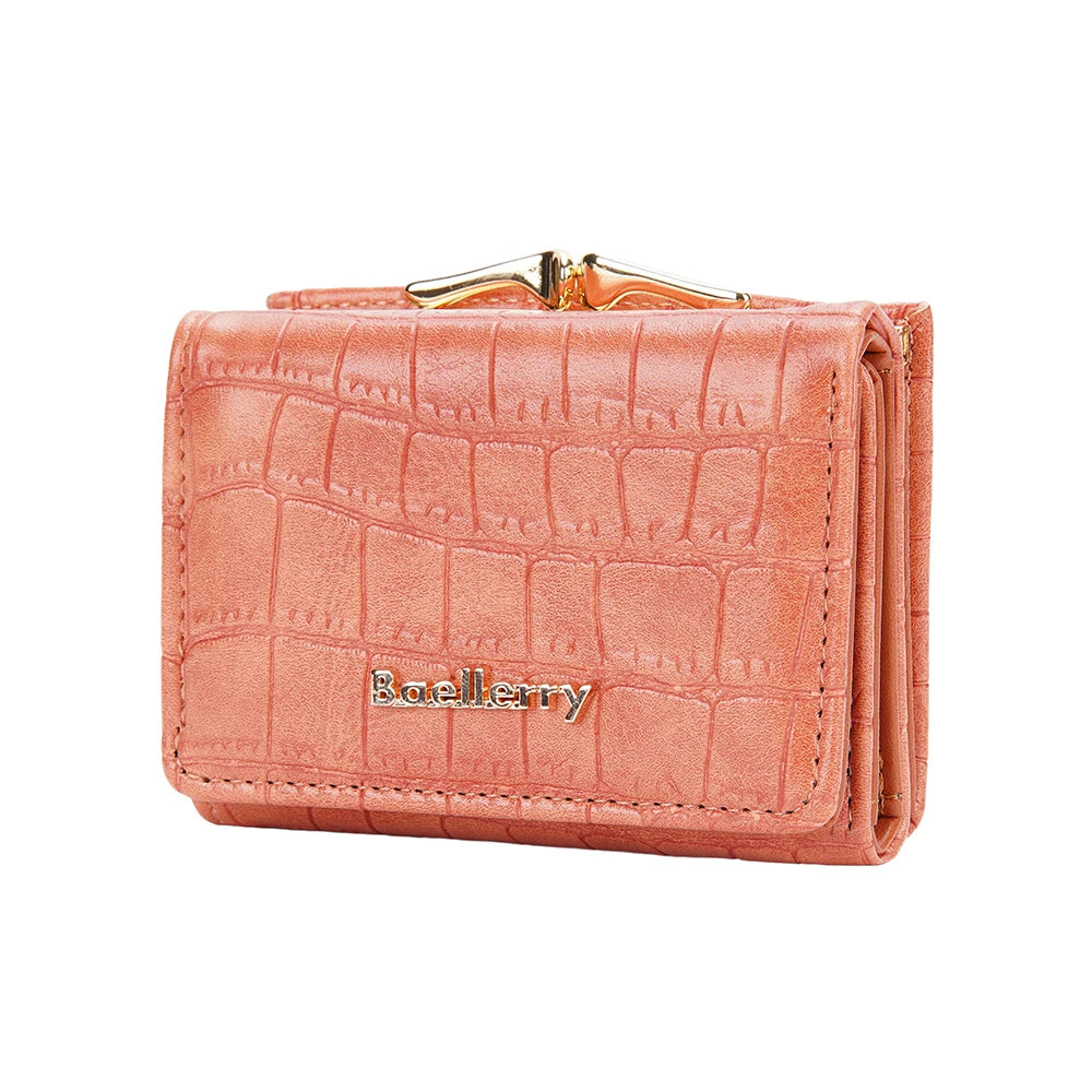 Casual Solid Coin Hasp Card Holder Pocket Crocodile Pattern Purse Photo Holder Wallet Mssza